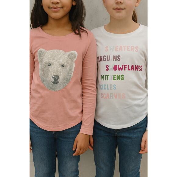 Member’s Mark Long Sleeve Holiday T-Shirt set of 2 – Little Girls Size 10/12 NEW - Picture 1 of 6